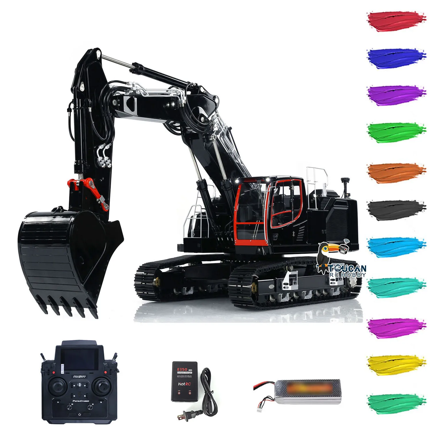 LESU 945 RC Hydraulic Excavator 3-Arm Metal Digger RTR 1/14 Remote Control Heavy Duty Machine PL18EV Lite Light System Toy Model