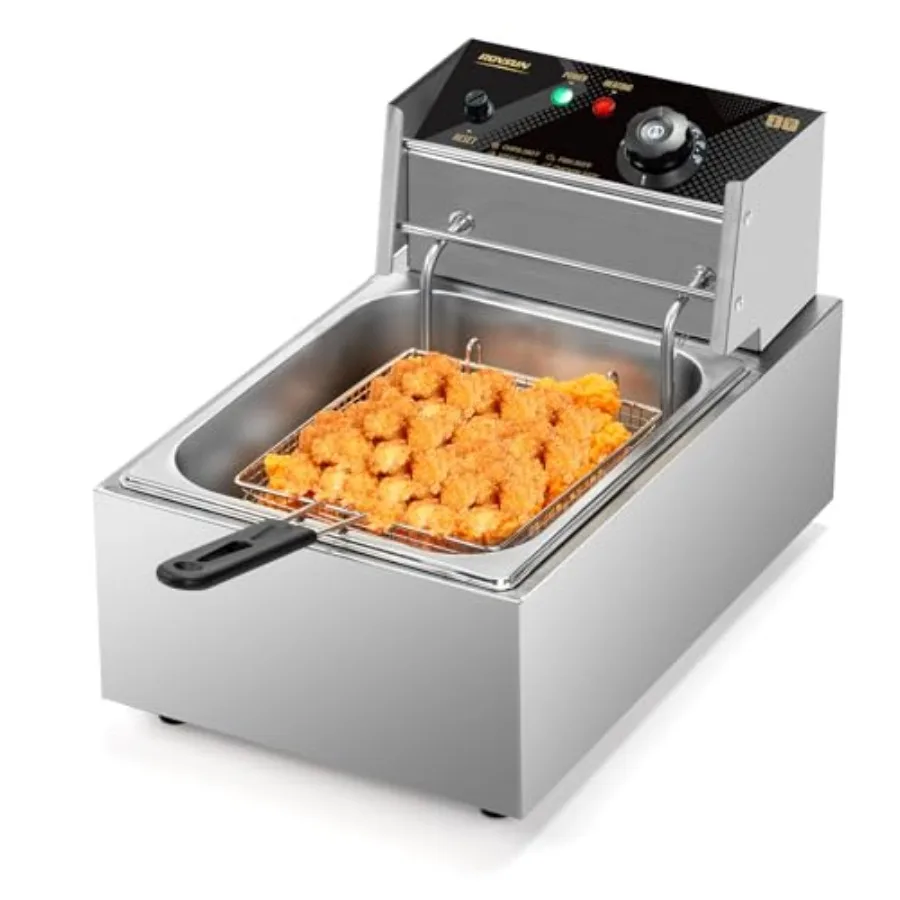 

11.4QT 1700W Electric Deep Fryer with Stainless Steel Basket and Lid for Home and Commercial Kitchens Adjustable Temperature De