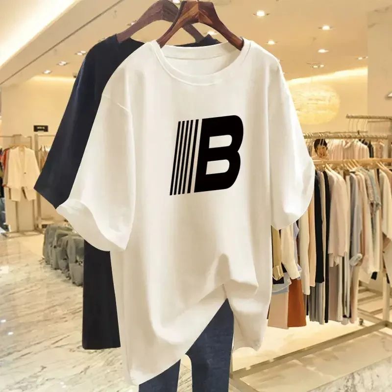 Women Pure Cotton Letter Casual Basic T-shirt Summer Fashion Simple Short Sleeve Tops Ladies Japanese Style Loose Pullovers