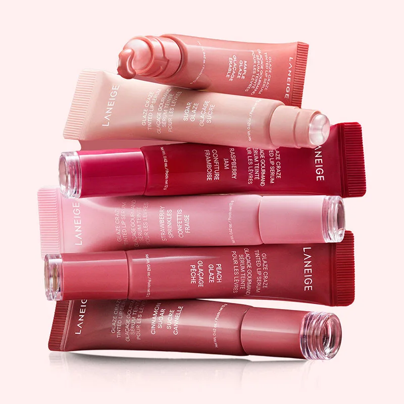 Brillo Labial Laneige Donut Strawberry Sugar, Brillo Labial Voluminizador, Aceite Labial Hidratante, Bálsamo Exfoliante, Bálsamo con Brillo Intenso