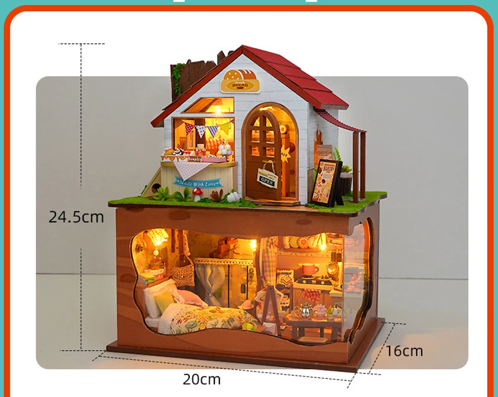 新しい DIY 木製ドールハウス家具ライトドールハウスカーサミニチュアキットアクセサリー木のおもちゃ誕生日新年ギフト