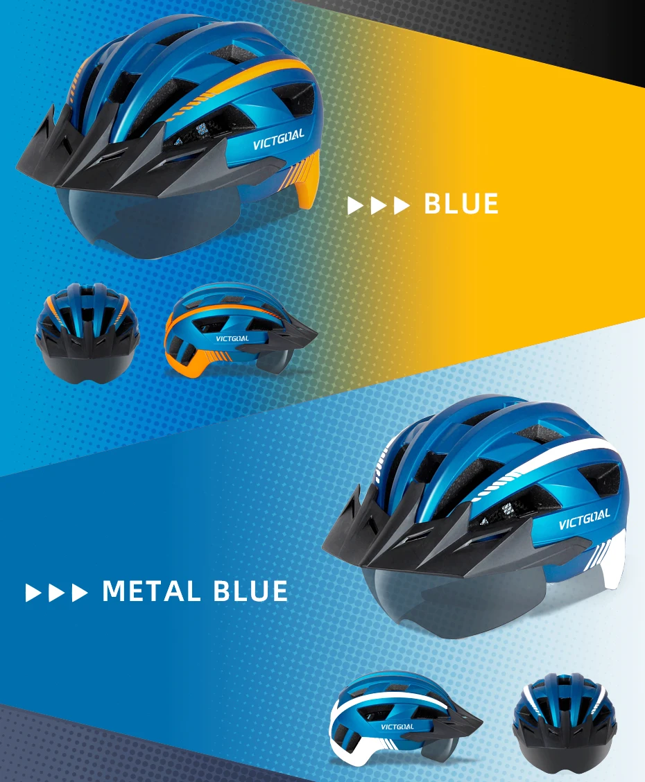 VICTGOOL Fahrradhelm für Männer Sonnenblende Goggles Radfahren Helm LED USB Licht Magnetische Linse MTB Rennrad Helme Sicherheit – Detail 20
