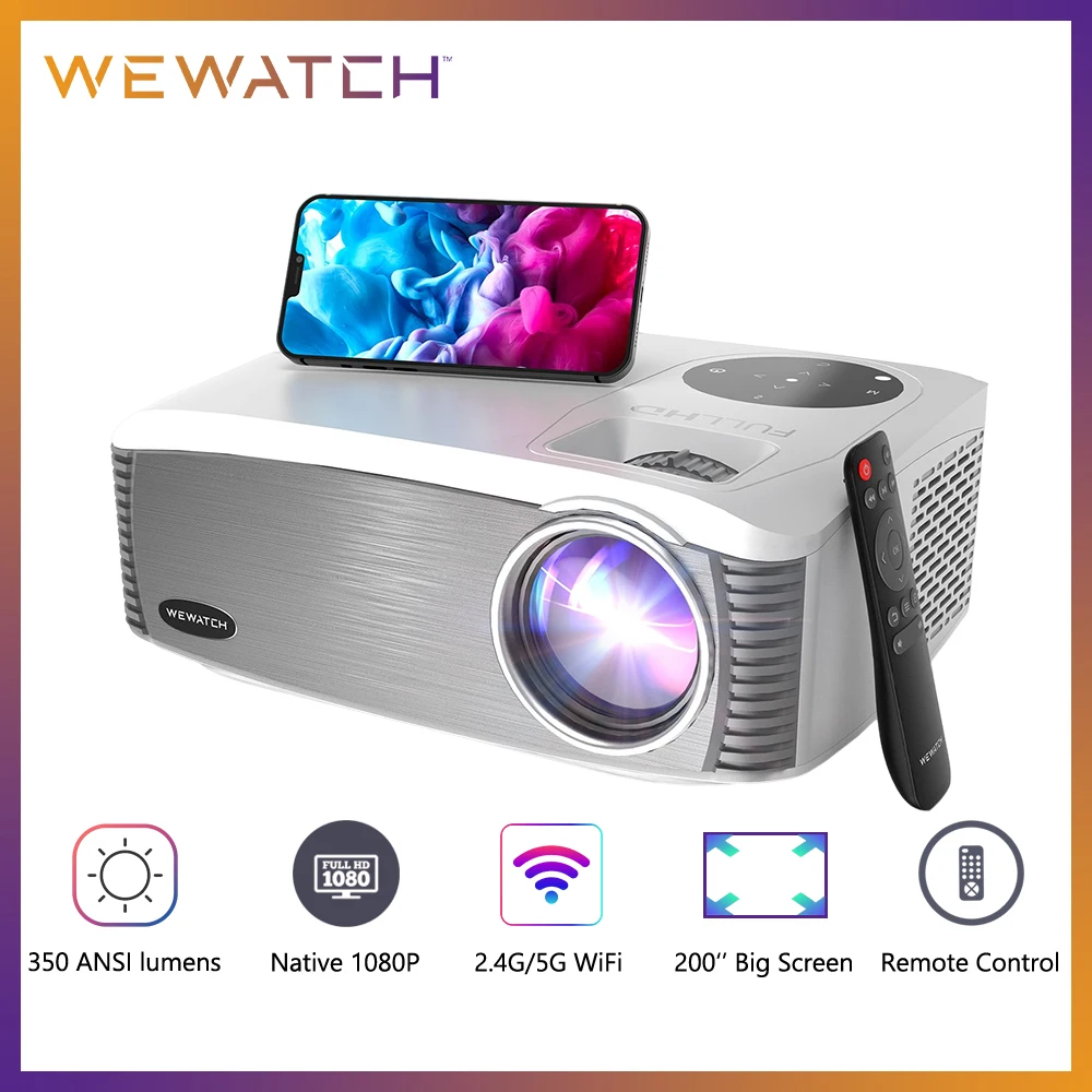 WEWATCH-proyector V70 Native, 1080P, 5G, WiFi, 350 Lúmenes ANSI, Full HD, para cine en casa y al aire libre, proyectores de vídeo