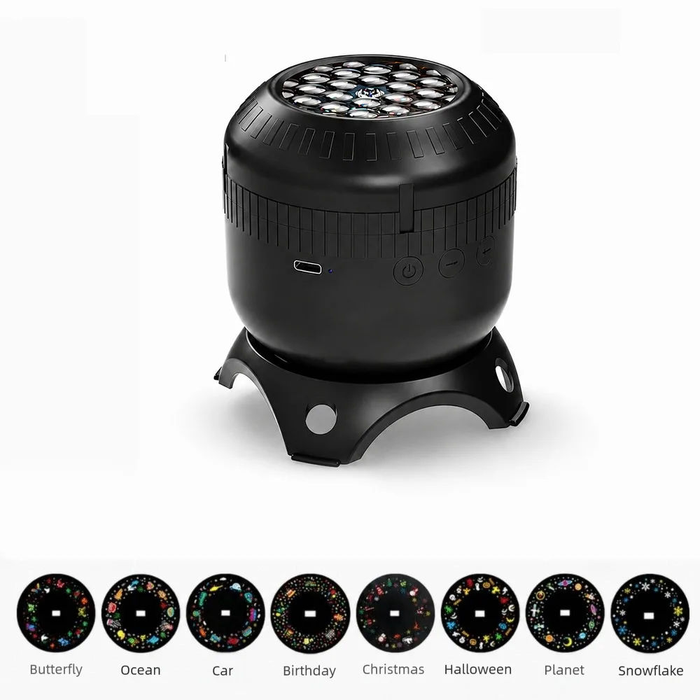 8 Patterns Starry Ocean Projection Night Light Dynamic Projector with Adjustable Speed Festival Ambient Light Christmas