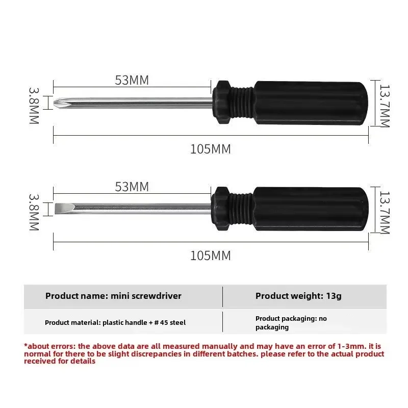 Durable 4MM Black Screwdriver 10CM Mini Small Screwdriver Hand-held Disassembly Tool