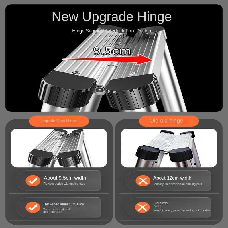 1.4+1.4M Aluminum Folding Ladder Telescopic Scaffold Steps Retractable Multi-Purpose Ladder for Household Use view 6
