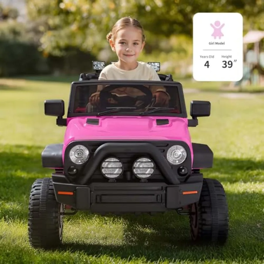 Ride on Car Toy 12V Auto elettrica con luce LED telecomandata - Rosa caldo