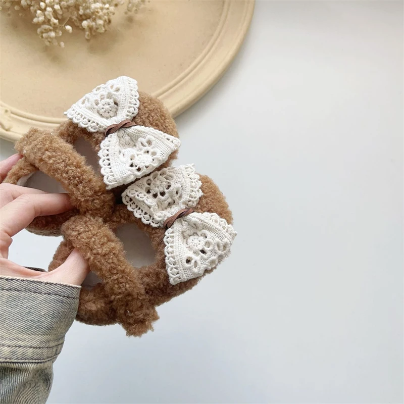 

Baby Girls Shoes Autumn Winter Children Bow Princess Shoes Kids Thick Plush Soft Soled Non Slip Infant Toddler Walking Shoes