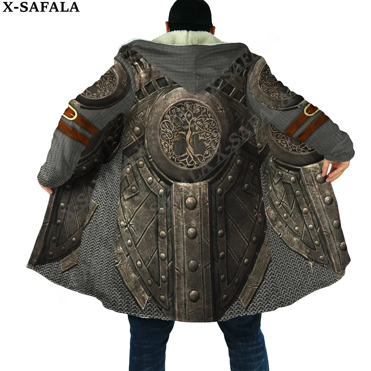 

Tattoo Symbol Viking Armor Overcoat Coat 3D Print Thick Warm Hooded Cloak Men Windproof Fleece Unisex Casual-3