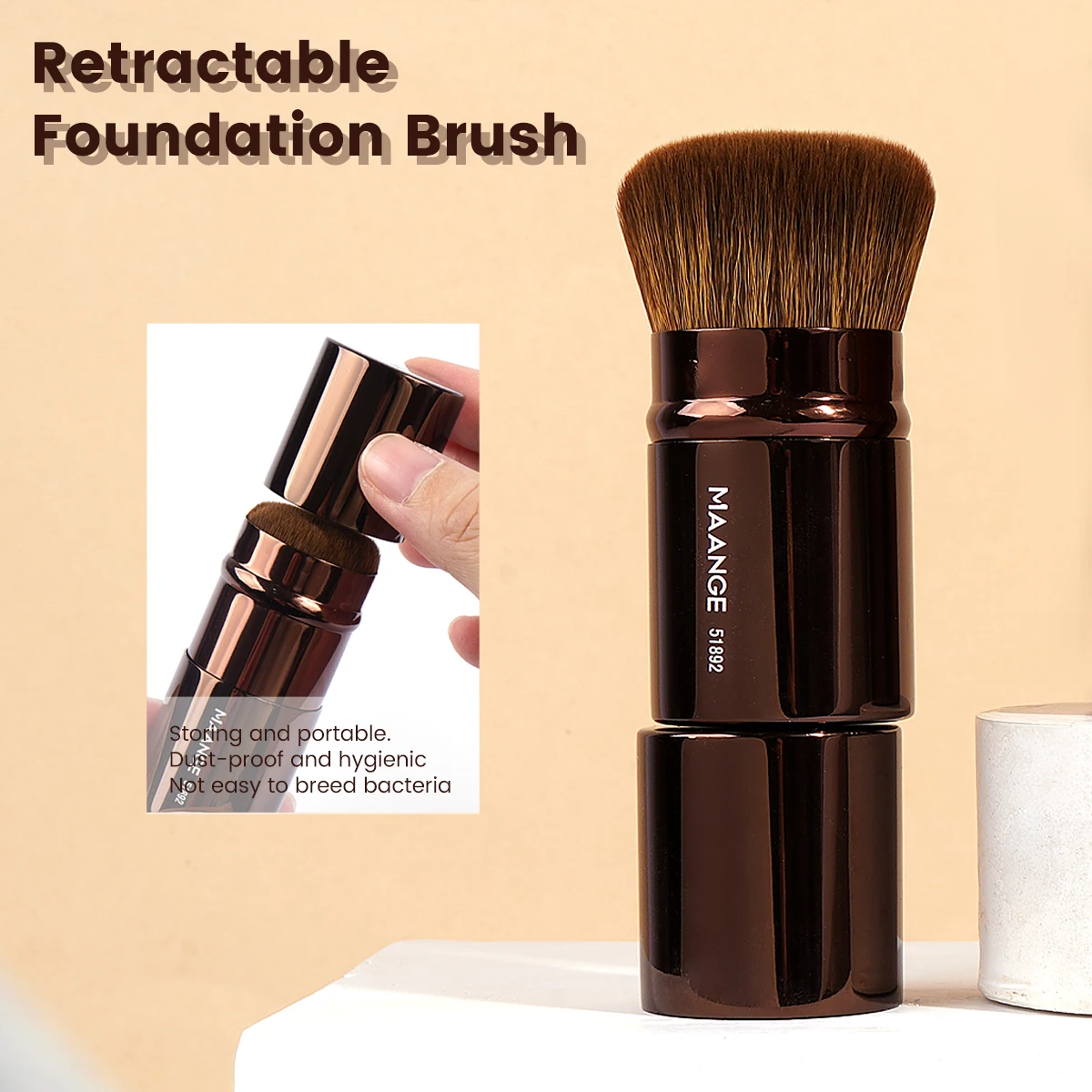 MAANGE 4pcs Makeup Brushes Dual-ended Foundation Brushes Retractable Airbrush Kabuki Brush for All Face Makeup Liquid Cream Tool