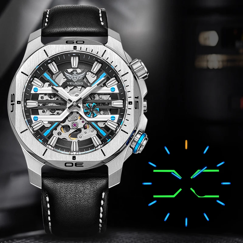 

Yelang Men Dress Watch 44mm Business Luxury Sapphire Japan miyota 8N40 Automatic Mechanical 300M Waterproof 30Bar Reloj