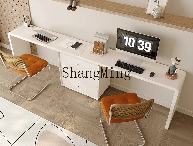 

Изящный кремовый письменный стол ZYY из массива дерева для спальни, небольшой квартиры, кабинета, компьютерный стол со встроенным шкафчиком для хранения