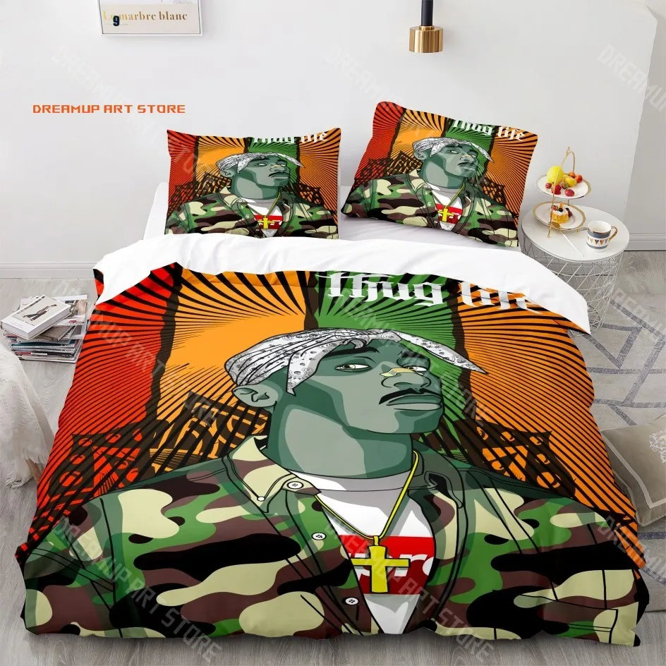 2026 3D Print 2 Pac Tupac Shakur Bedding Set Single Twin Full Queen King Size Tupac 2 Pac Bed Set Aldult Kid Kawaii Duvetcover S