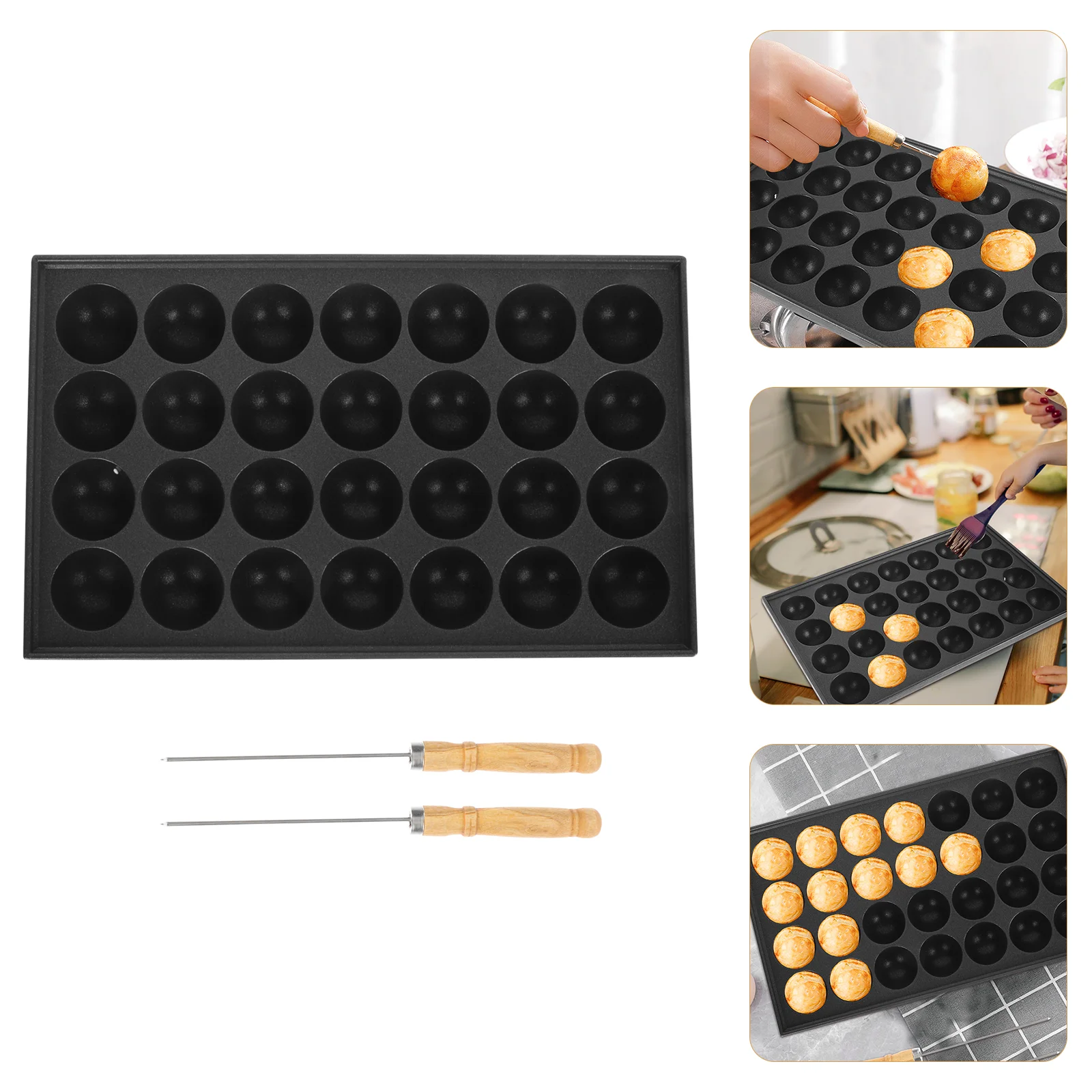 Tools Snail Pan Fish Balls Baking Tray Accessory Quail Egg Black Non-stick Snails