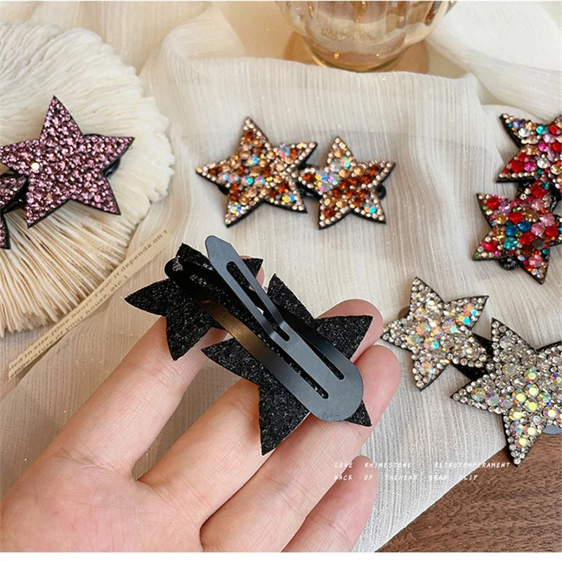 Korean Fashion Star Rhinestone Hairpins Women Girls Hair Clips Pins Barrettes Accessories Hairgrips Headdress Headwear Ornament