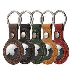 For Airtags Protective Cover Genuine Leather Retro Anti-scratch Keychain For Apple Anti-lost Tracker Locator Device Accessories