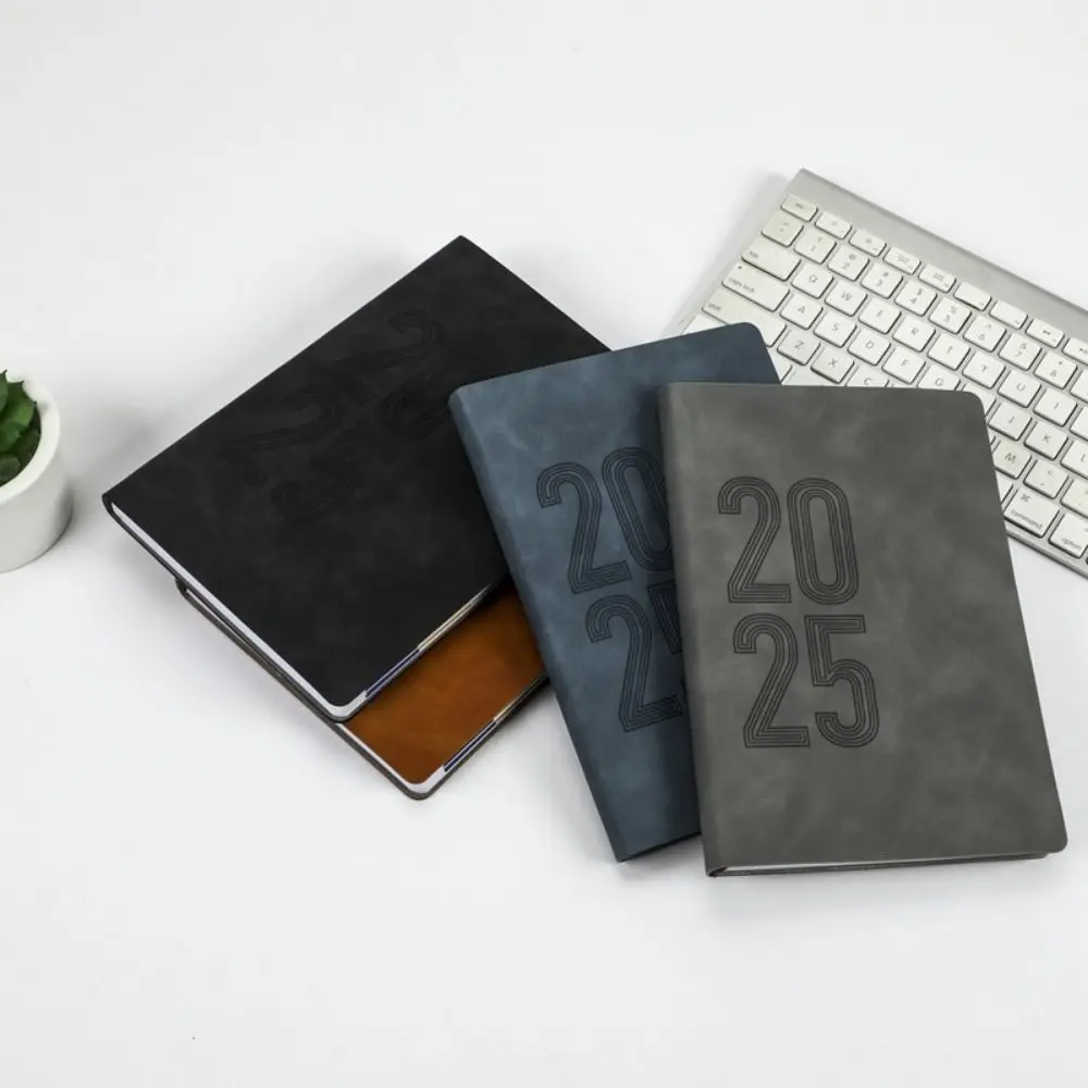 

Yearly Schedule 365 Days Efficiency Notebook A5 Portable Agenda Planning Notepad Texture PU Soft Leather Cover