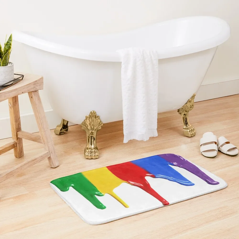 

Dripping Rainbow Paint Bath Mat Absorbent Carpet For Bathroom Anti Slip Bath Stickers Quick-Drying Bathroom Mat