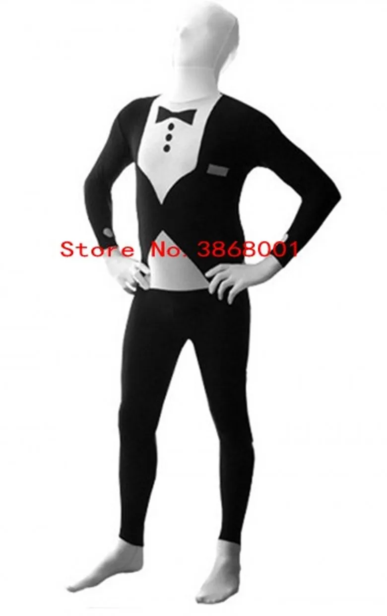 Halloween Fancy Gentleman Slender catsuit mens lycar Spandex Bodysuit Zentai jumpsuit