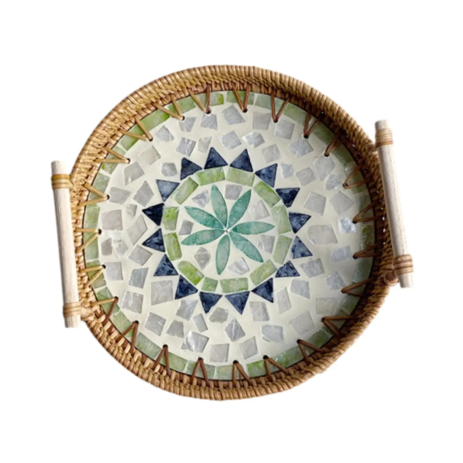 

Rattan Tray Woven Rattan Storage Basket with Handles Rattan Serving Tray for Afternoon Tea Restaurant Countertop Kitchen Snacks