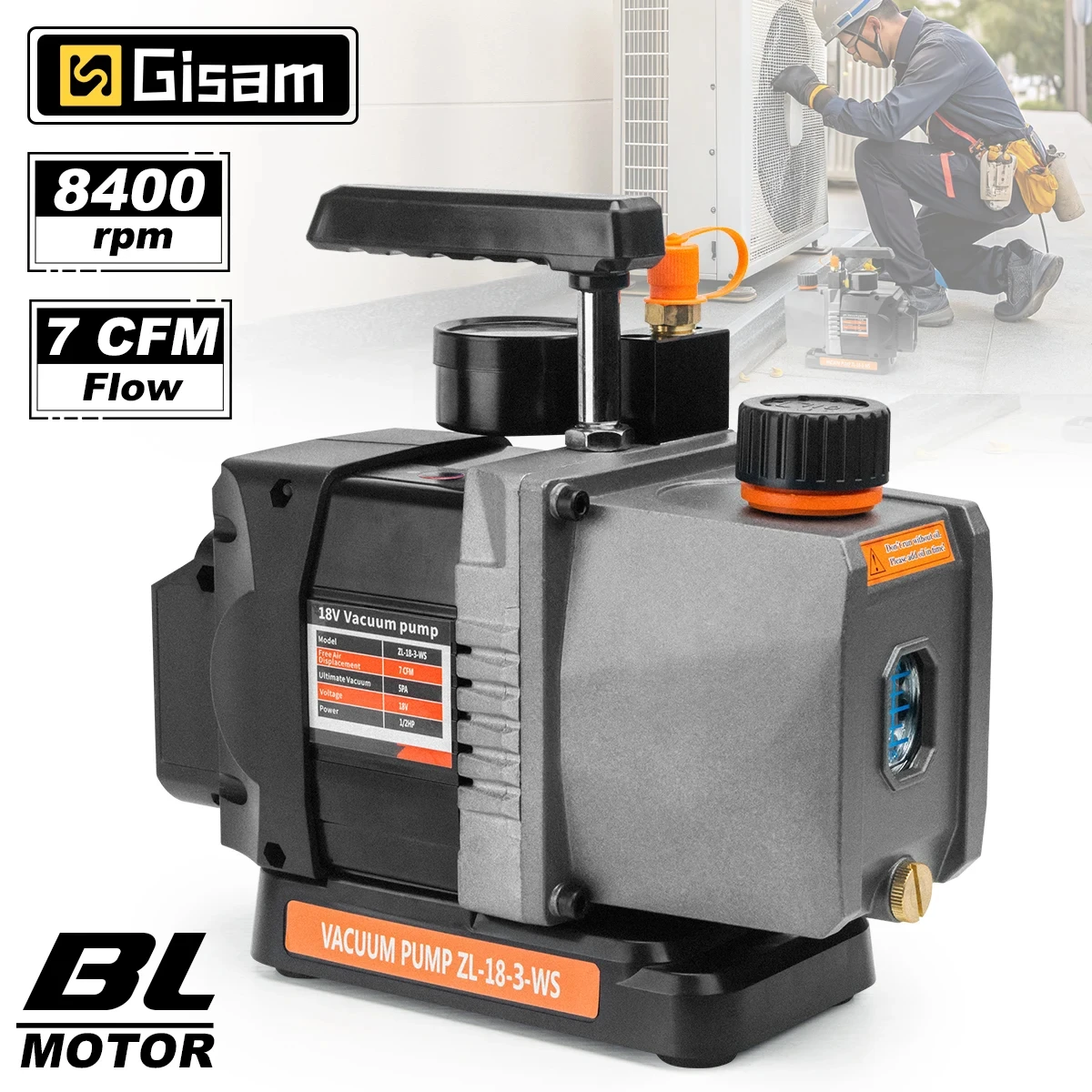 

Gezione 8400 об/мин 7CFM Бесщеточный вакуумный насос хладагента 1/2 л.с. Инструменты для ремонта охлаждающего насоса для кондиционера для батареи Makita 18 В