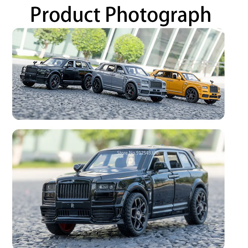 1:36 Rolls-Royce Cullinan Toy Car Model Alloy Diecast Sound and Light Simulation Toy Vehicles for Adult Toys for Boys Gifts