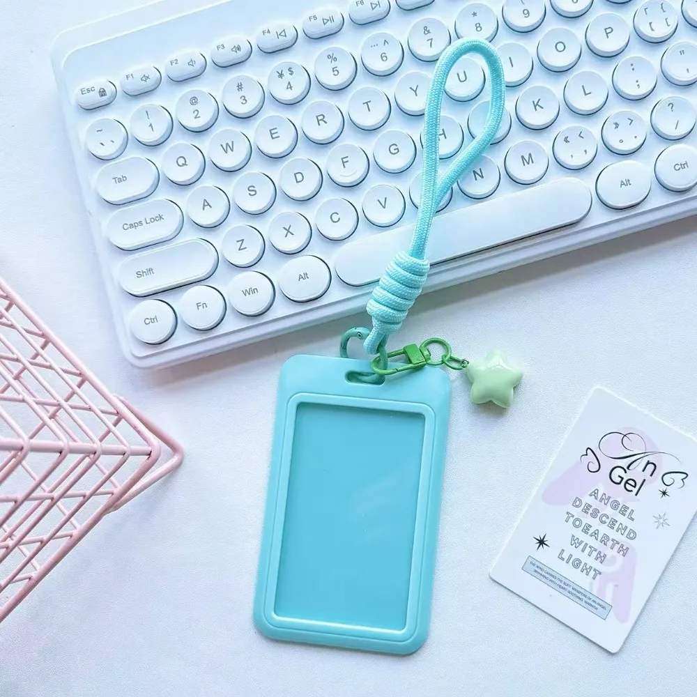Creative Solid Color Business Card Holder INS Sliding Cover Photos Protective Cover Bus Card Cover Case
