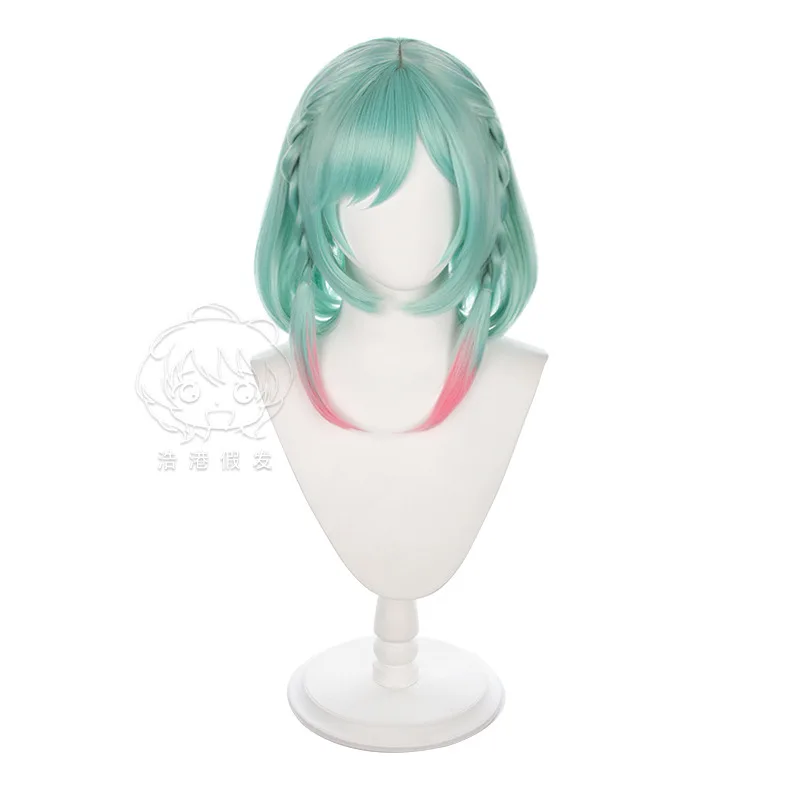 Peluca de Cosplay verde Honor of Kings Yao, accesorio de disfraz de juego de rol de Halloween, peluca de actuación de personaje de juego trenzada BobHaircut para mujer