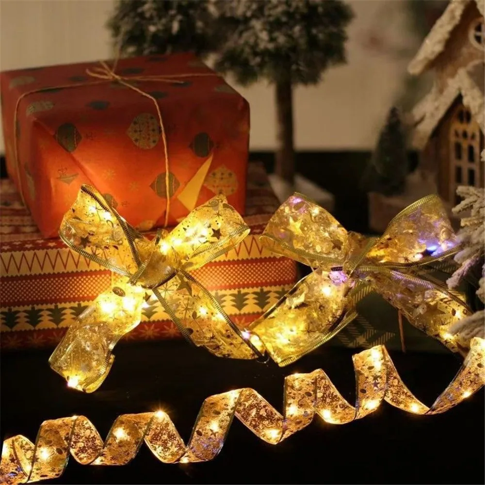 2/5/10M Ribbon Fairy Light String Christmas Decorations for Home Xmas Holiday Navidad Gifts New Year 2027 Wedding Decoration