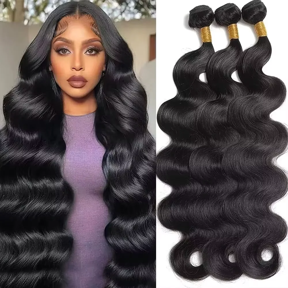 10-40 Inch Body Wave Bundles Human Hair Extensions 100% Natural Body Wave Human Hair Weave Bundle 50g/Pcs Natural Black 50 Gram