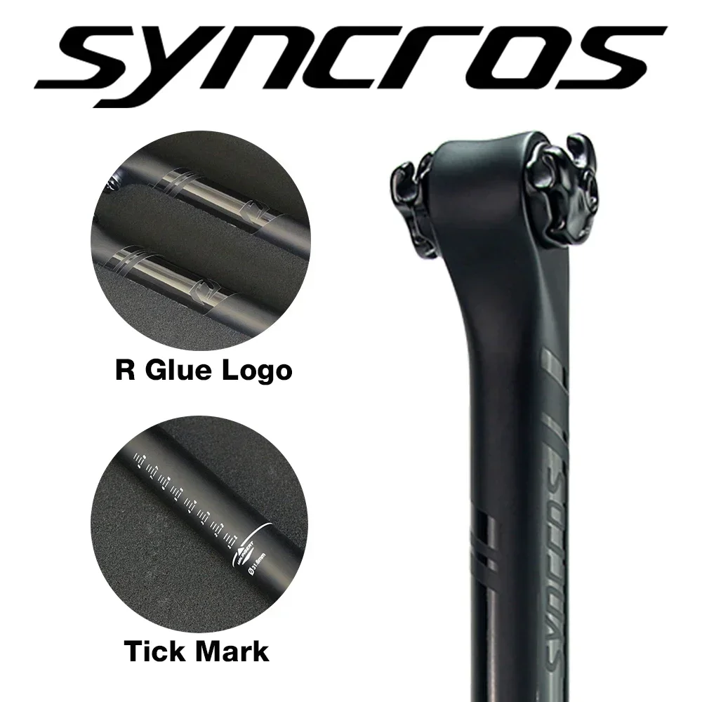 SYNCROS Ultralight Carbon Fiber Bike Seatpost Half Matte Half Gloss Mountain/road Bike Seat Post Light Seatpost 27.2/30.8/31.6mm