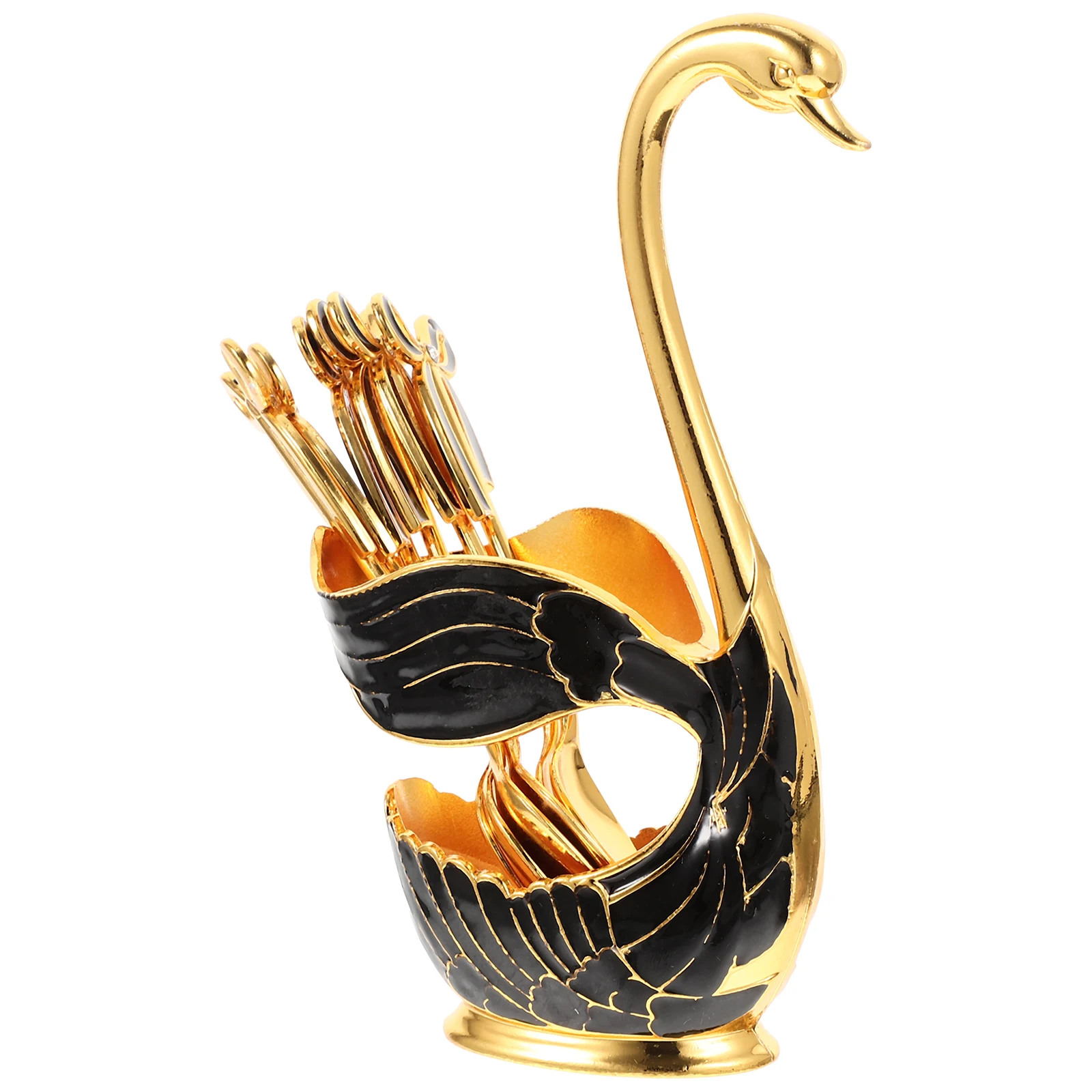 

Dessert Spoon Swan Base Stand Coffee Scoop Holder Kitchen Teaspoons Alloy Spoons With Storage Holder Storage ForksSpoons