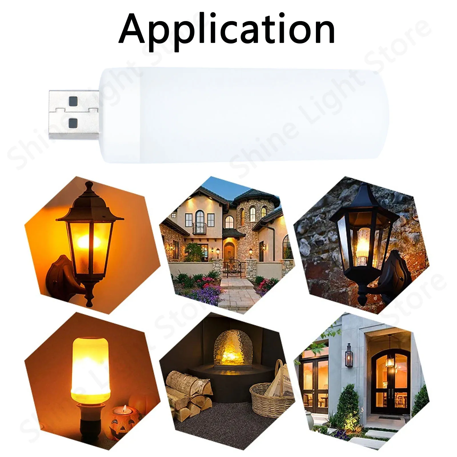 LED Ambient Light Simulation Flame Flickering Candle Bulb USB DC5V Household Electronic Accessory Light Flame Light Effect