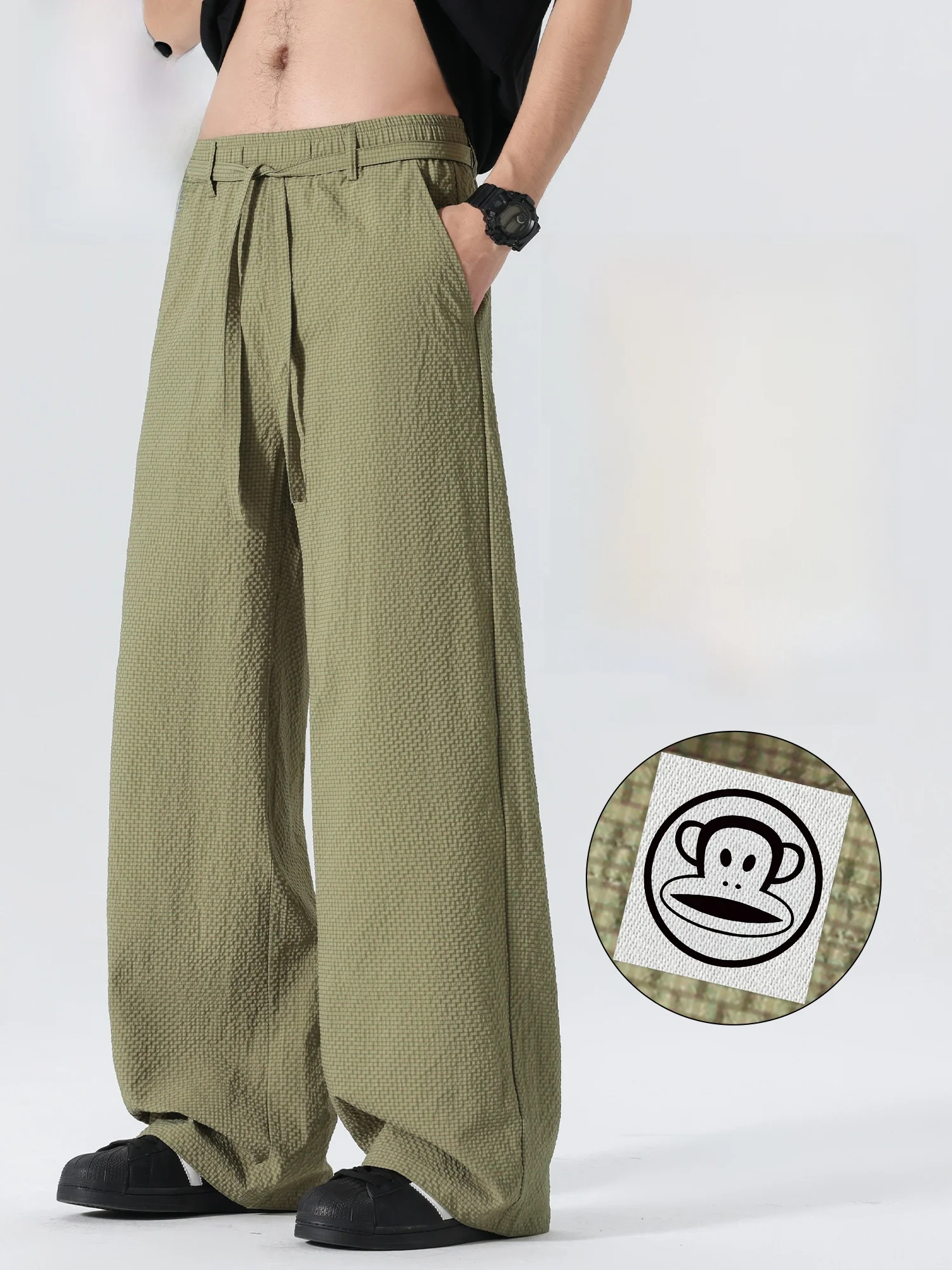 

Мужские повседневные брюки Paul Frank American Style, весенние, однотонные, свободные, прямые, спортивные, с широкими штанинами, средней посадкой, из полиэстера.