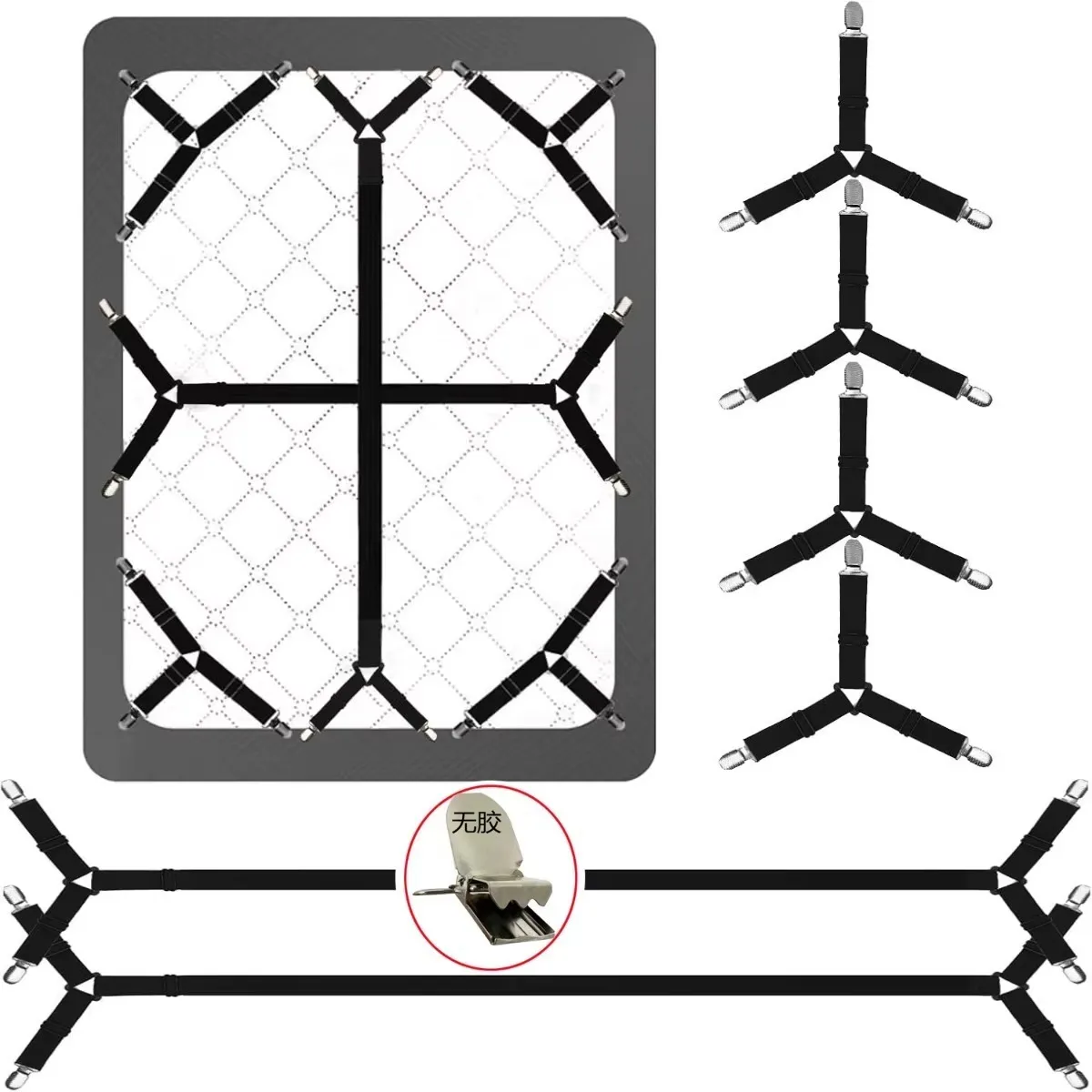 6PCS/8PCS Bed Sheet Straps Upgrade Fitted Bed Sheet Holders for Corners Non Slip Sheet Clips