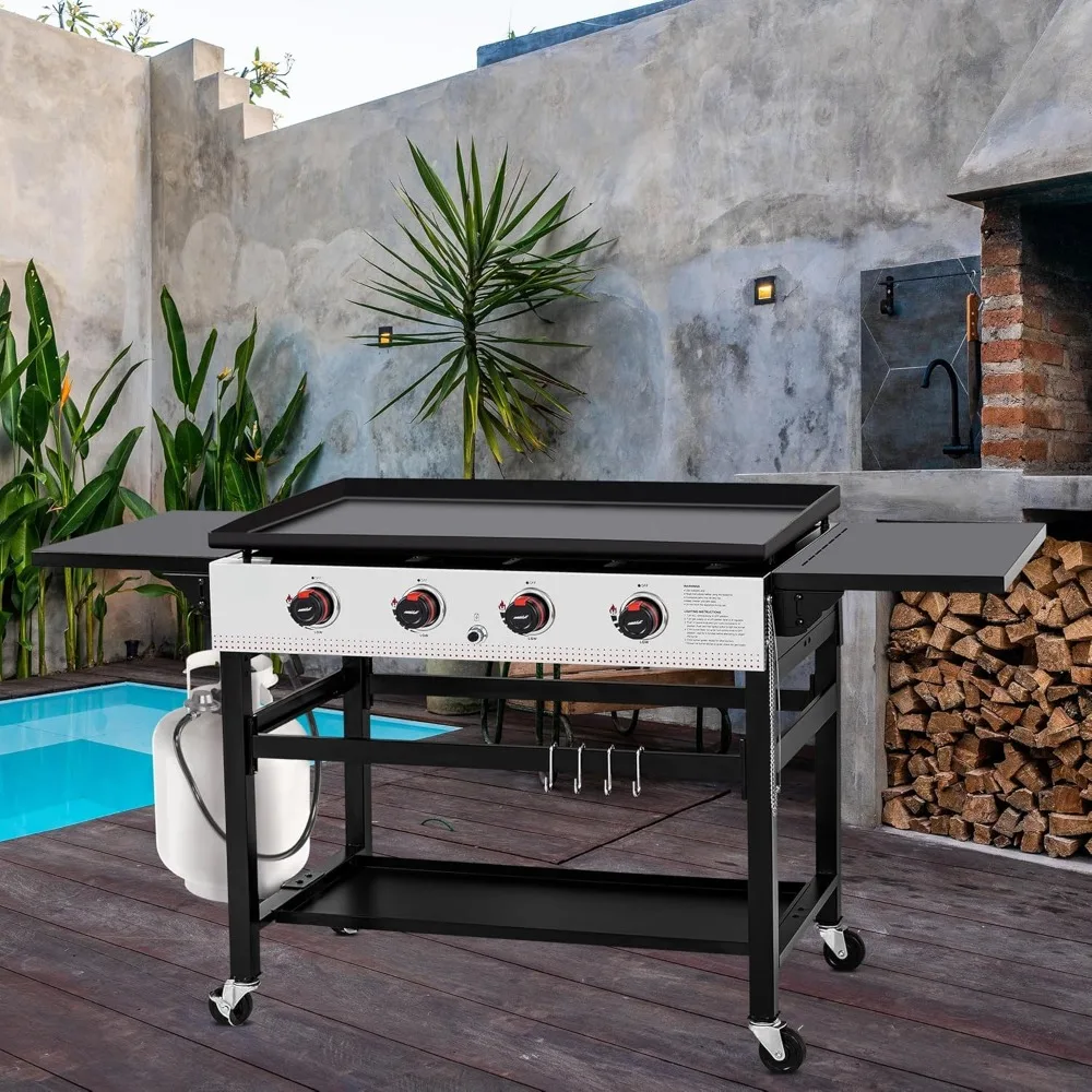 Imagem -02 - Flat Top Gás Grill com Mesas Laterais Dobráveis Propano Griddle Station para Eventos de Churrasco ao ar Livre Preto 36 4-burner