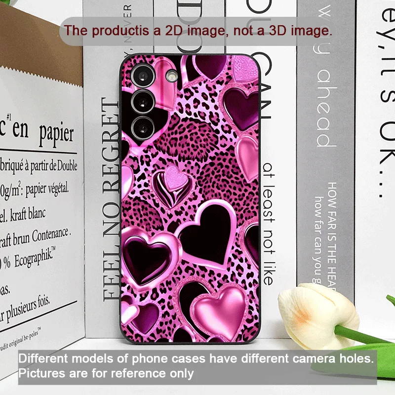 ليوبارد طباعة على شكل قلب الحب زوجين نمط قضية الهاتف لسامسونج غالاكسي A56 A14 A55 A16 A54 A36 A53 A52 A51 A50 غطاء ناعم