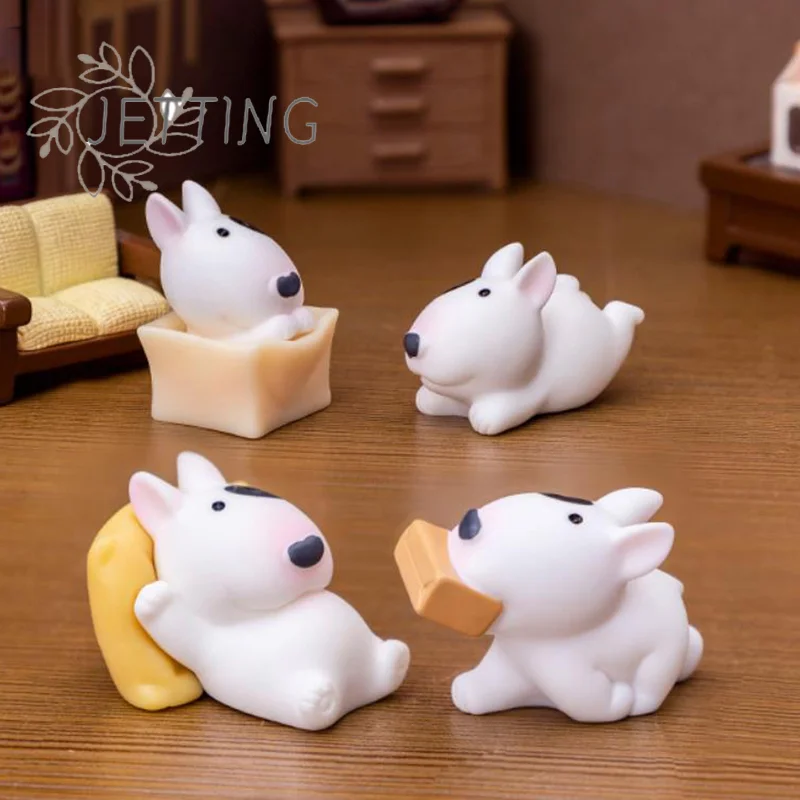 Hot Cute Mini Bullhead Terrier Dog Figurines Micro Landscape﻿ Car Dashboard Home Desktop Ornaments