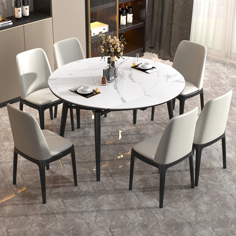 Extendable Modern Design Foldable Dining Table Sintered Stone Board Wooden Base Dining Table for Dining Room Use