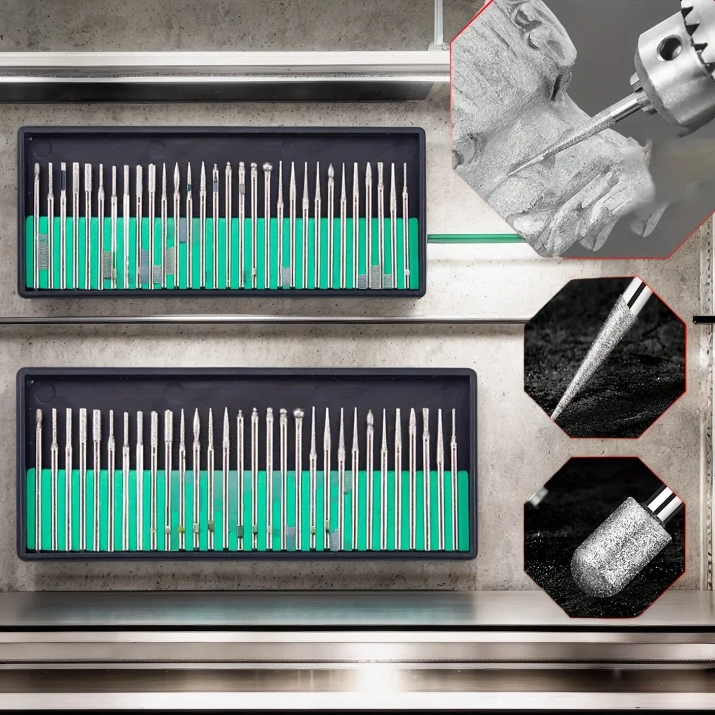 

​ ​ Набор алмазных шлифовальных игл, 30 шт., сверла для гравировки, резьбы и полировки для нефритовой деревообработки ​ ​
