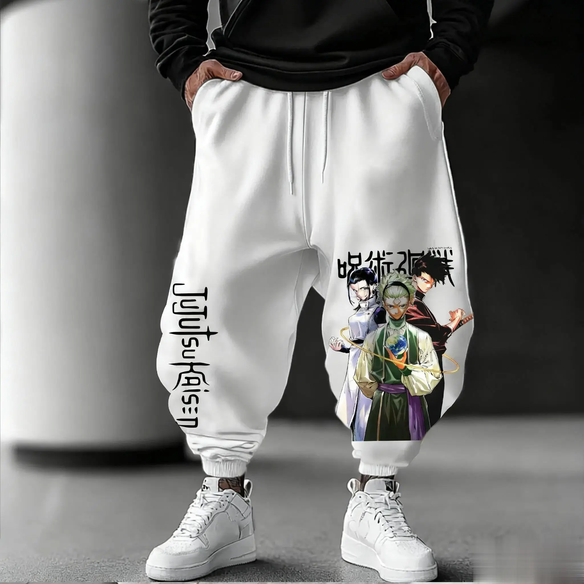 Jujutsu Kaisen الرجال سراويل للجري فضفاضة عادية Sweatpants انمي ياباني طباعة الشارع الشهير الجرافيك الهيب هوب بنطلون Y2k الملابس