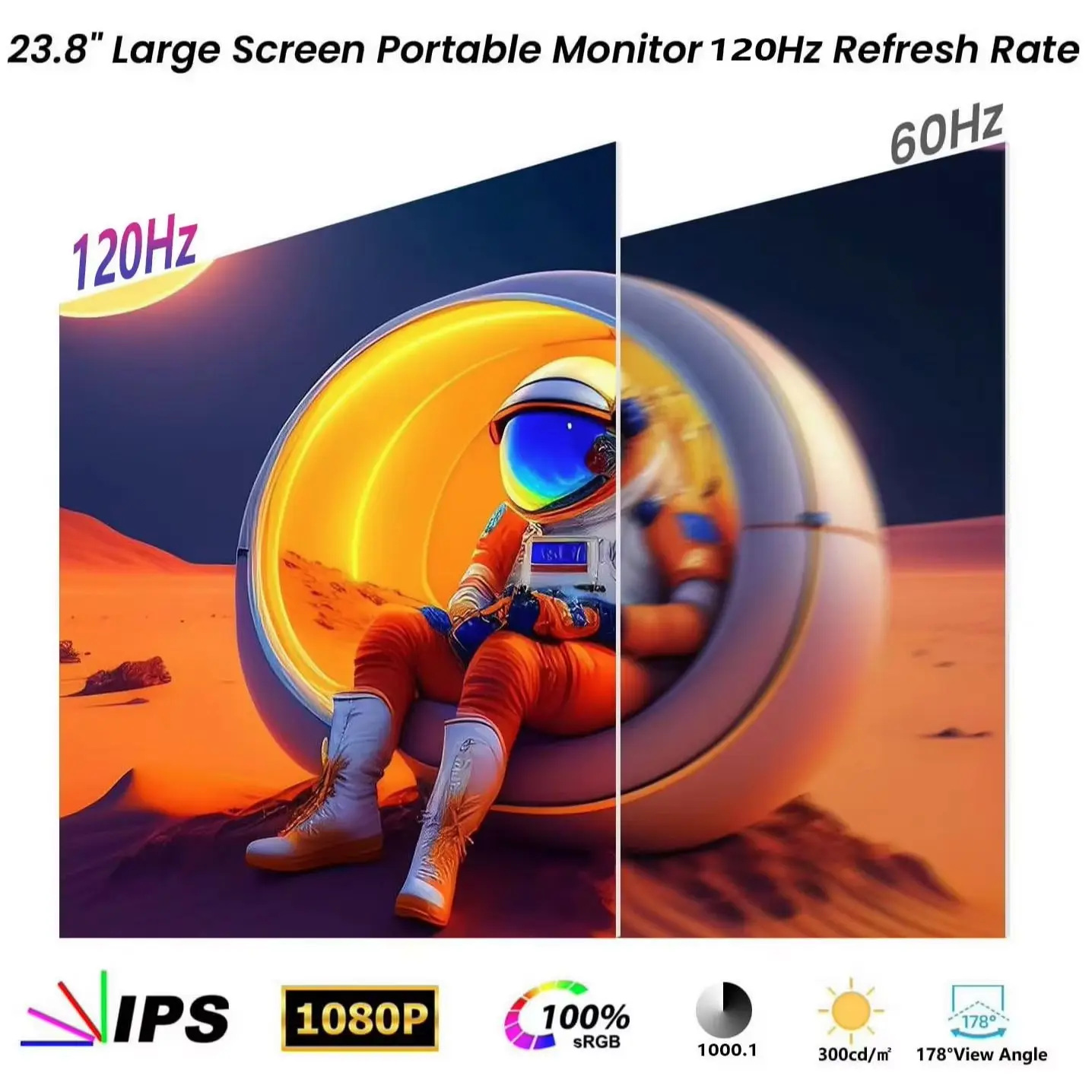 23.8 Inch 120Hz FHD 1920*1080P Portable Monitors 100%sRGB IPS 300Nits With Type-C Mini HDMI For Phone Laptop XBox  PS4/5 PC Mac