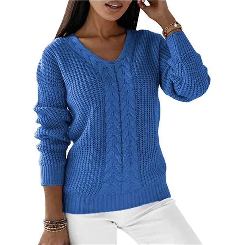 Autumn New Fashion Women's Sweater Temperament Commuting Daily Clothes Long Sleeve Fried Dough Twists Casual Knitted Pullover