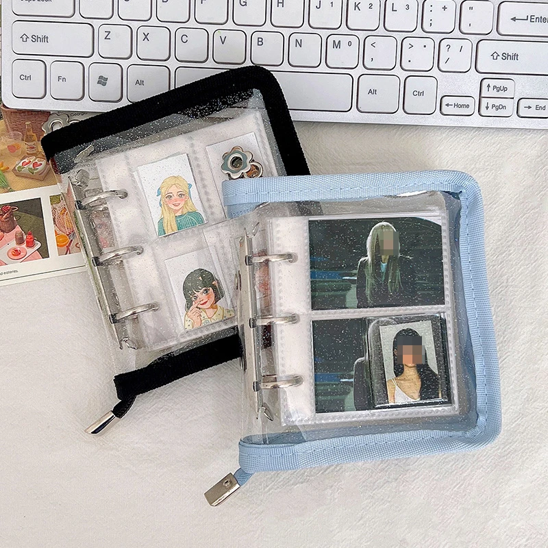 Photo Album, Portable Photo Storage, Loose Leaf Album, Star Chasing Small Card ID Transparent Bookmark Baby Album