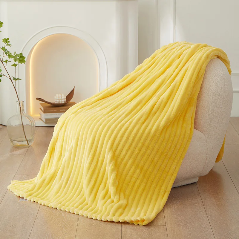 Autumn Warm Bed Blanket Flannel Striped Thick Blanket Single Double Large Blanket Bed Cover Office Sofa Shawl Nap Blanket
