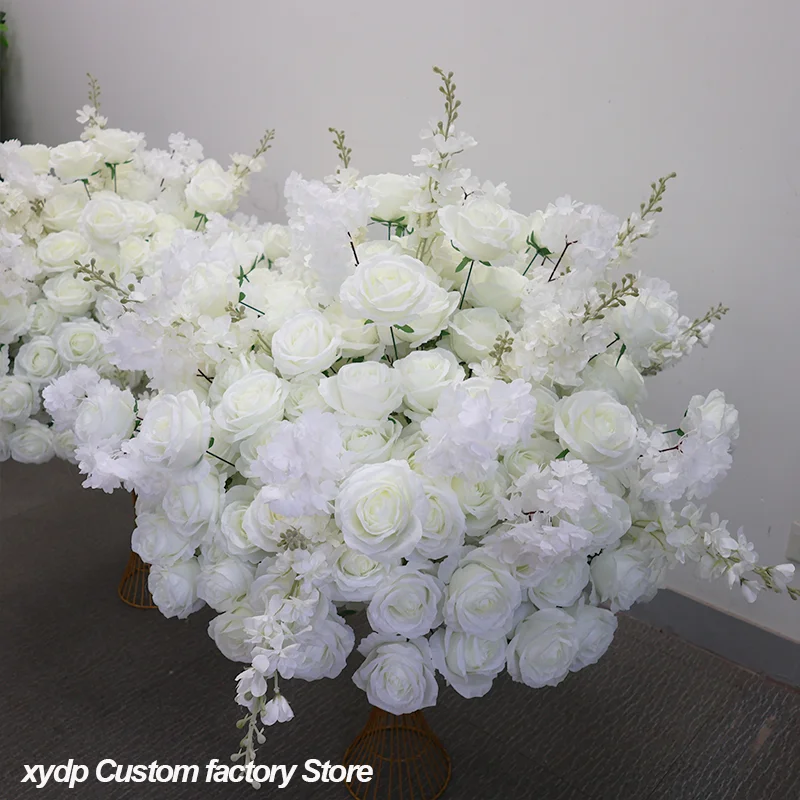 Künstliche weiße Kirschblüten-Rosen-Blumenarrangements Hochzeits-Hintergrund-Deko Tischdekoration Blumen-Bühnenbodendekoration Event-Requisiten – Detail 4