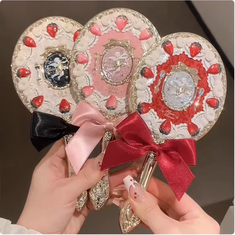 Flower Knows Strawberry Cupid Collection Hand Mirrors Cute Creamy Cake Makeup Mirrors