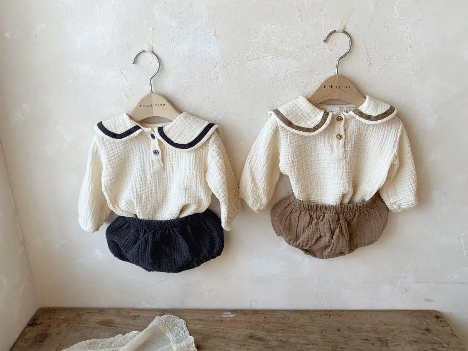 

2025 Summer Baby's Sets Top Pants 2pcs Set Newborns Navy Collar Cotton Casual Baby Girl Clothes Set Baby Clothes Suit