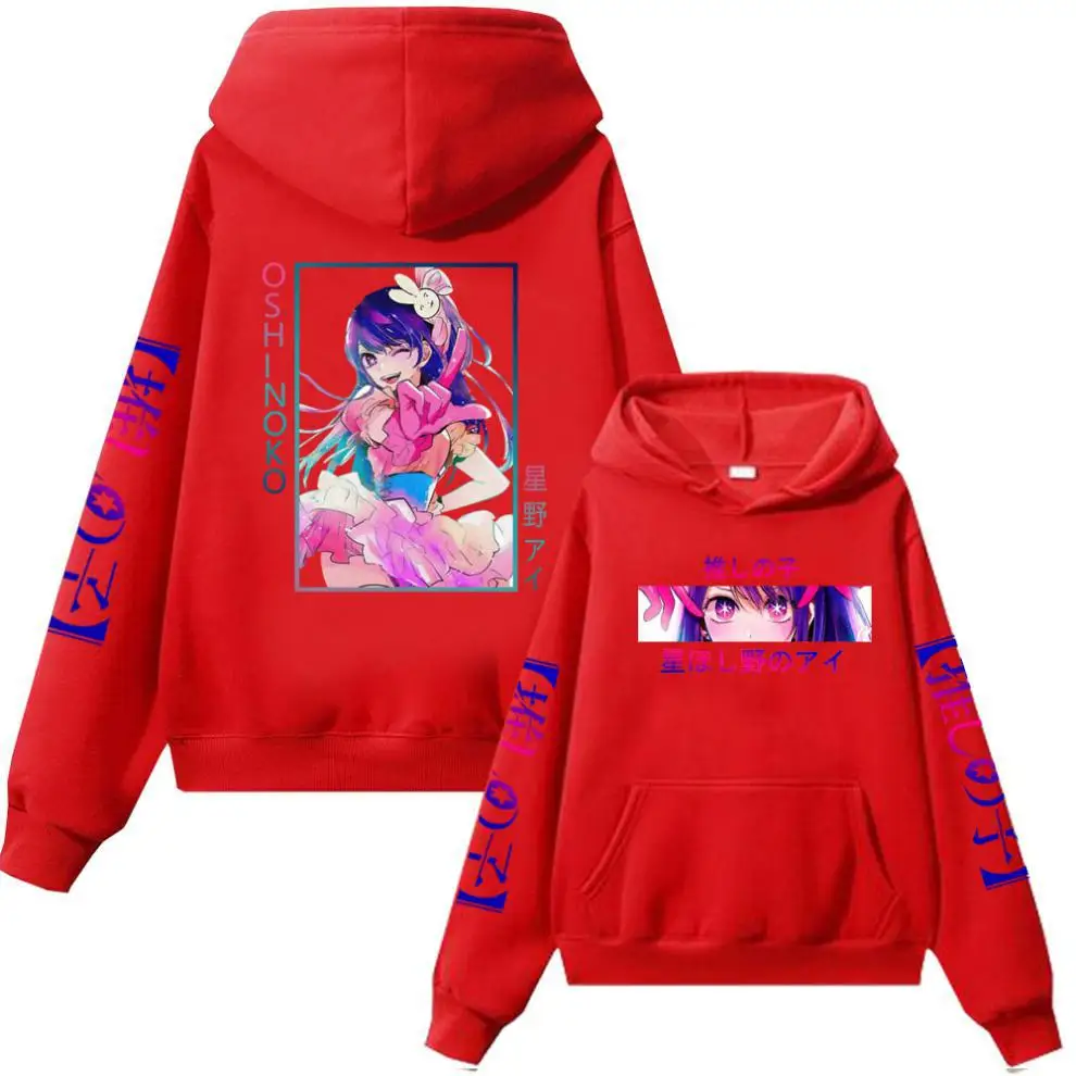 Anime Oshi No Ko Hoshino Ai Hoodie Paar Dames Casual Streetwear Hiphop Pullovers Met Capuchon Jongens Meisjes Met Hoodies