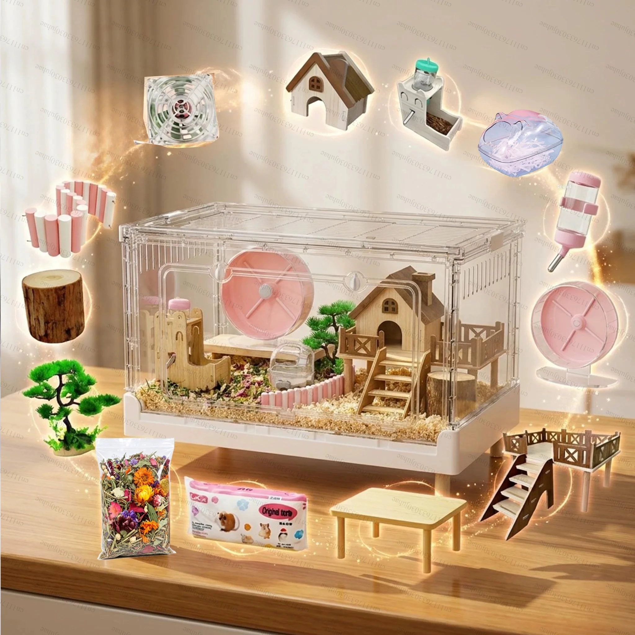 70cm Clear Acrylic Hamster Cage Large Habitat for Syrian Hamsters Spacious Hedgehog Enclosure Modular Rodent Home